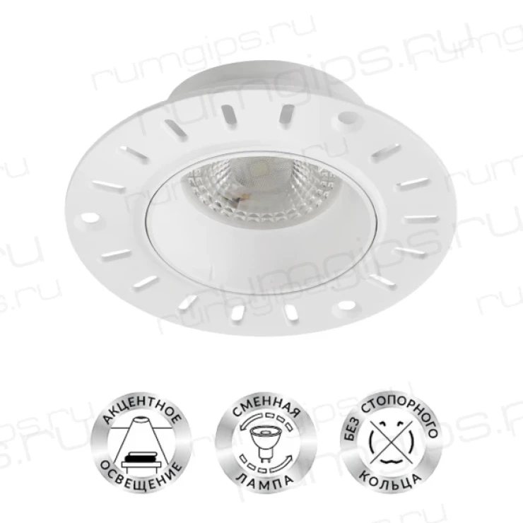 DK3055-WH Встраиваемый светильник, IP 20, 10 Вт, GU5.3, LED, белый, пластик