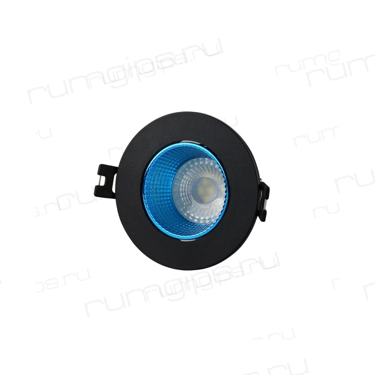 DK3061-BK+СY Встраиваемый светильник, IP 20, 10 Вт, GU5.3, LED, черный/голубой, пластик