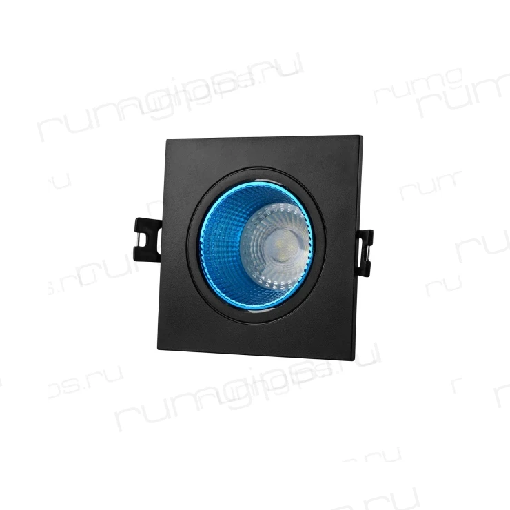 DK3071-BK+CY Встраиваемый светильник, IP 20, 10 Вт, GU5.3, LED, черный/голубой, пластик