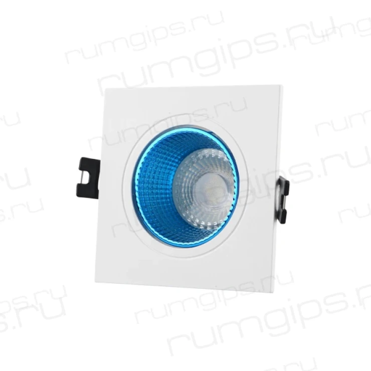 DK3071-WH+СY Встраиваемый светильник, IP 20, 10 Вт, GU5.3, LED, белый/голубой, пластик