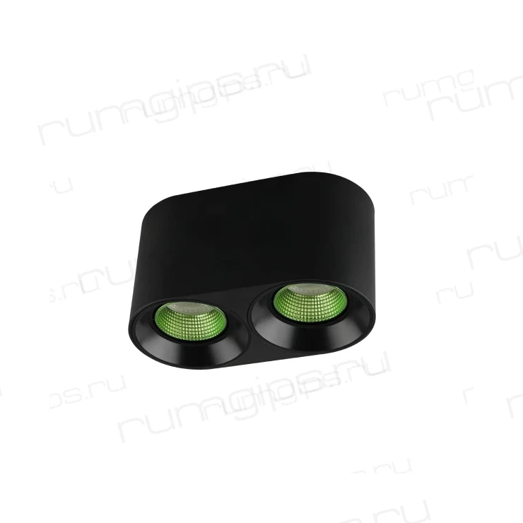 DK3096-BK+GR Светильник накладной IP 20, 10 Вт, GU5.3, LED, черный/зеленый, пластик