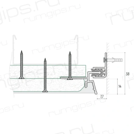 Демпферный теневой профиль KRAAB GIPPS 