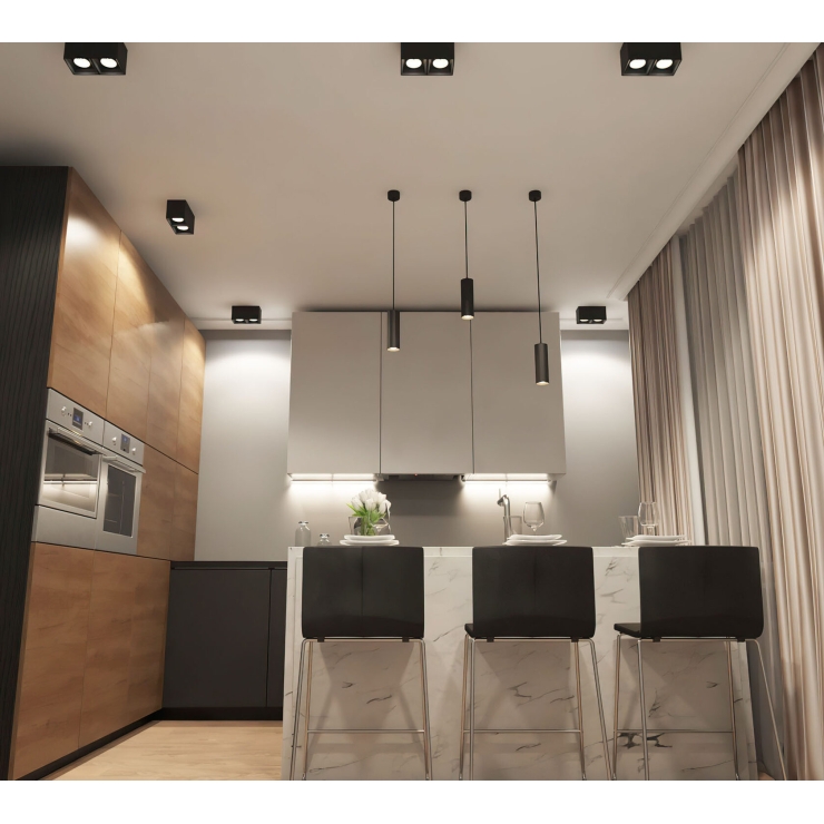 DK3085-BK+WH Светильник накладной IP 20, 10 Вт, GU5.3, LED, черный/белый, пластик