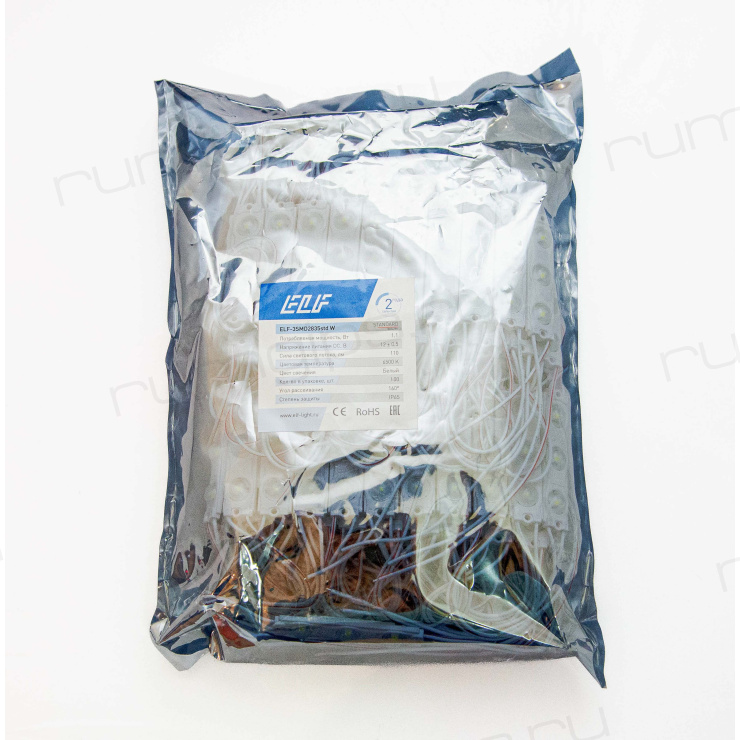 Модуль светодиодный ELF 3SMD диод 2835, с линзой, 160гр.,12В, IP 65, STD, белый