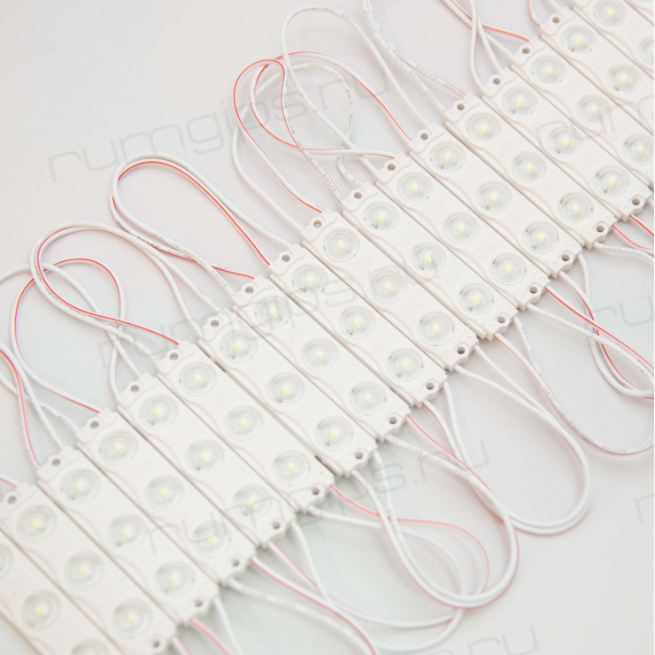 Модуль светодиодный ELF 3SMD диод 2835, с линзой, 160гр.,12В, IP 65, STD, холодный белый