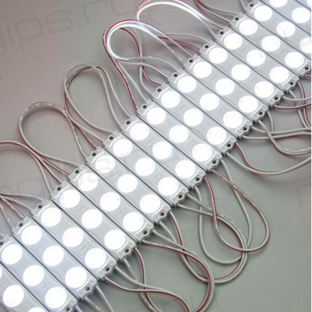 Модуль светодиодный ELF 3SMD диод 2835, с линзой, 160гр.,12В, IP 65, STD, холодный белый