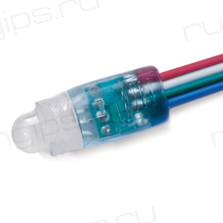 Диод ELF Pixel  8mm, 5В, 0.3Вт, RGB SM-control (круглая линза, IC P8206)