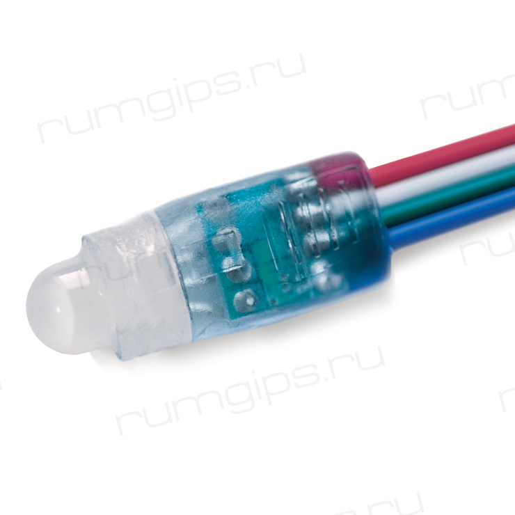 Диод ELF Pixel  8mm, 5В, 0.3Вт, RGB SM-control (круглая линза, IC P8206)
