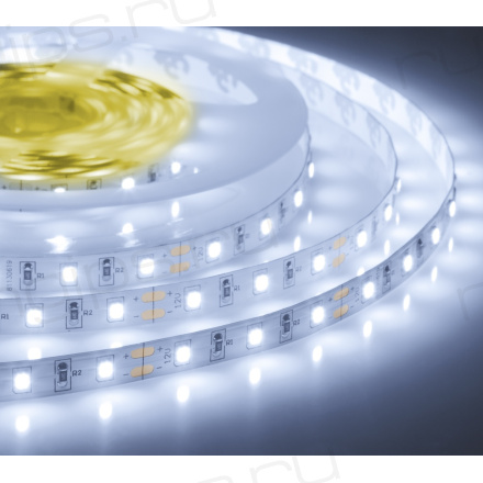 Лента светодиодная 300SMD диодов (2835) тип В, 12В, 5м, холодный белый