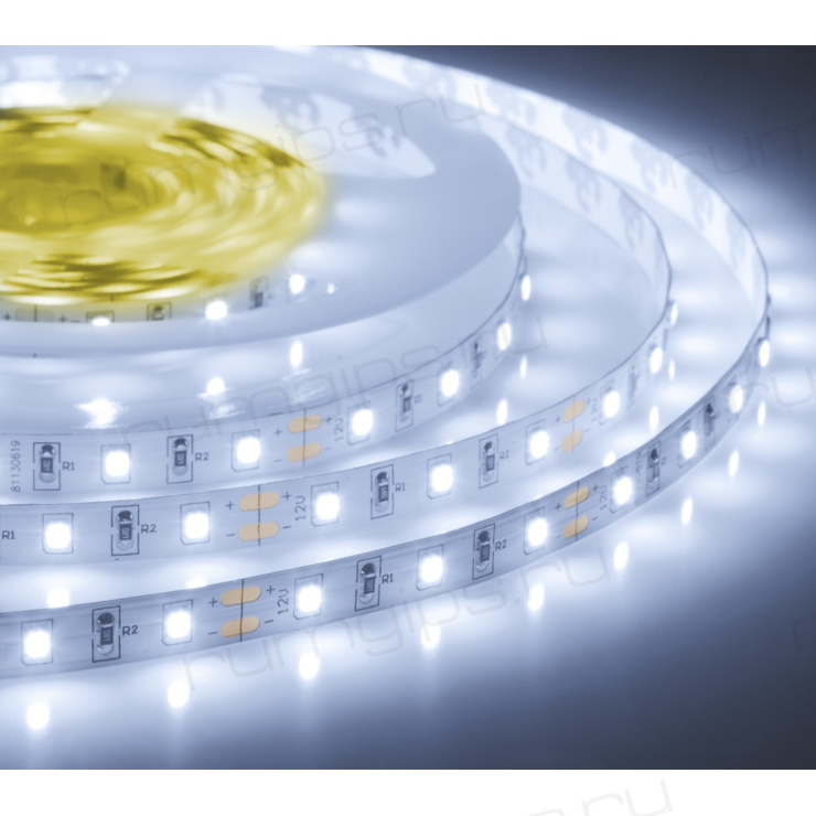 Лента светодиодная 300SMD диодов (2835) тип В, 12В, 5м, холодный белый
