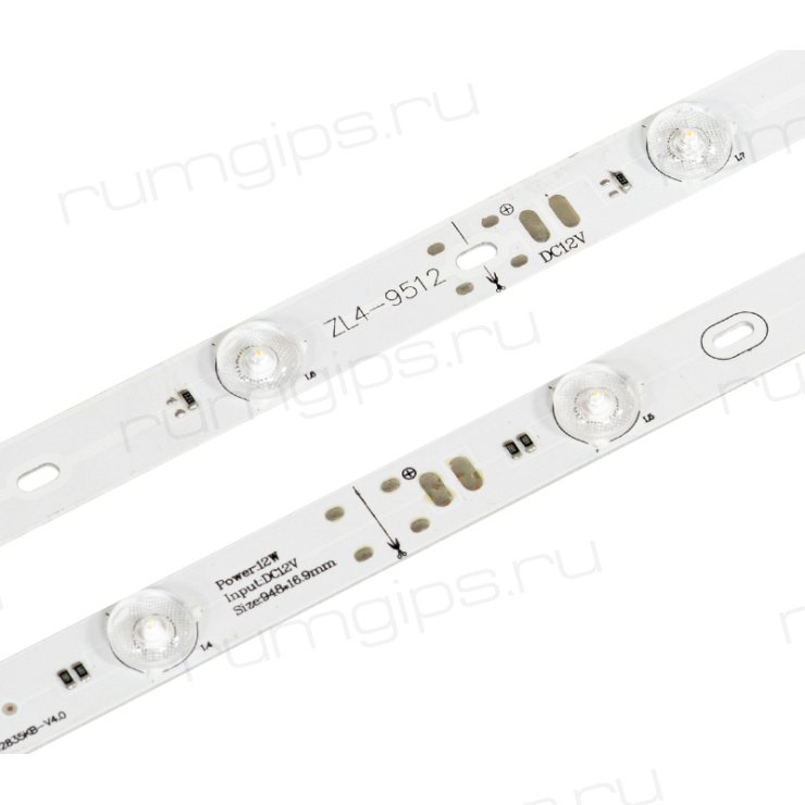 Линейка фронтальная светодиодная ELF 12SMD2835, 12В, 0.95м, с линзами 170гр, ,белый 6500-7000K