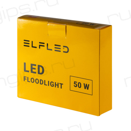 Прожектор светодиодный ELFLED, SMD, 50Вт, черный корпус, IP65, белый