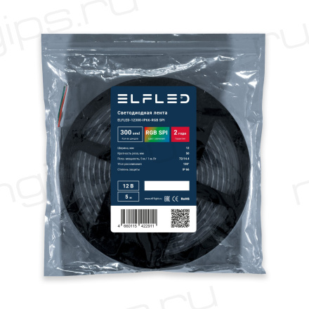 Лента светодиодная герметичная ELFLED 300SMD, 12В, IP66, 5м, RGB SPI WS2811