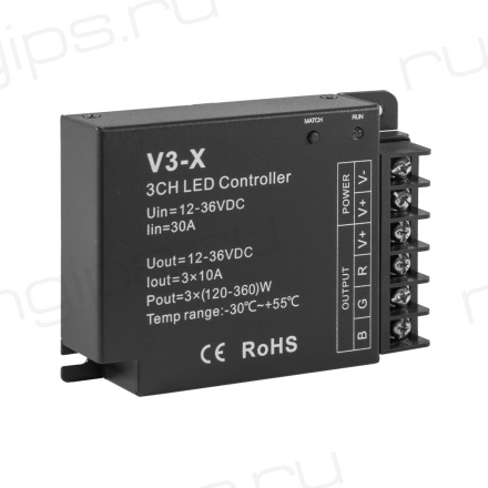 RGB-контроллер ELFLED V3-X, 12/36В, 10A/канал