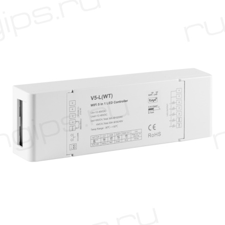 WiFi контроллер универсальный ELFLED V5-L (WT), 12/48В, 6A/канал