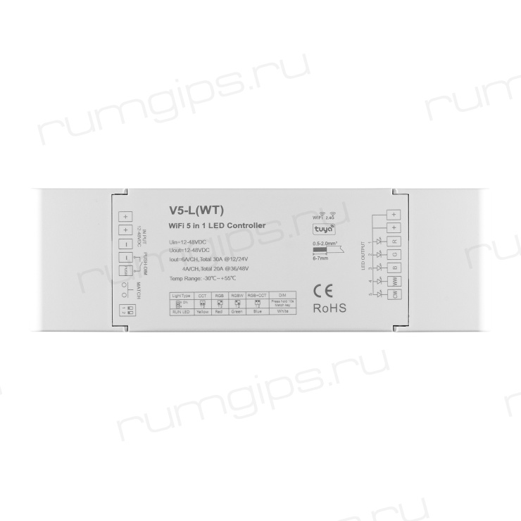 WiFi контроллер универсальный ELFLED V5-L (WT), 12/48В, 6A/канал