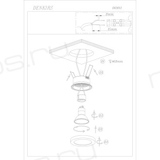 DK3012-BK Встраиваемый светильник влагозащ., IP 44, 50 Вт, GU10, черный, алюминий