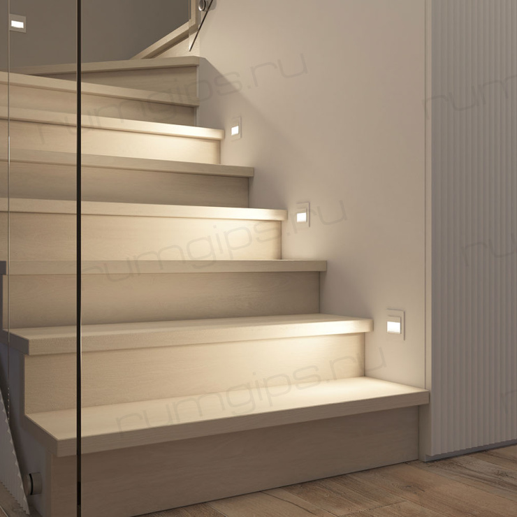 DK3050-WH Светильник встраиваемый в стену, IP 20, LED 3000, 1 Вт, белый, пластик