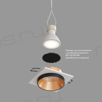 DK2402-GD Встраиваемый светильник, IP 20, 50 Вт, GU10, черный/золотой, алюминий