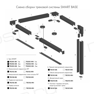TR2107-BK Торцевые заглушки для шинопровода SMART черные (комплект 2 шт)