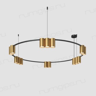 DK4067-BK+SG Подвесной светильник ORBIT, IP20, 15xGU10 LED, до 15 Вт, черный + сатинированное золото, алюминий