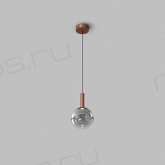 Светильник подвесной BUBBLES, 4 Вт, 3000К, ?200?1500 мм, стекло, металл, дымчатый серый, медь