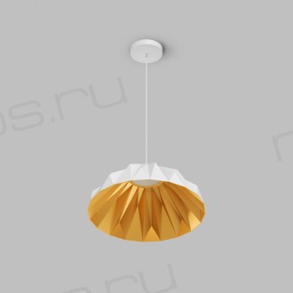 Светильник подвесной ORIGAMI, 20 Вт, 3000К, ?560x1500 мм, металл+акрил, белый + матовое золото
