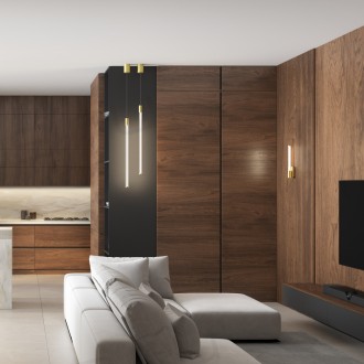 Светильник подвесной AURA, 16 Вт, 3000К, ?42x2300 мм, алюминий+стекло, бронза