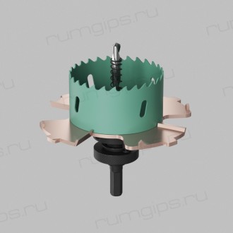 Коронка-фаскосниматель 70?115 мм, биметаллическая, для монтажа безрамочных светильников в гипсокартон «под шпаклёвку»