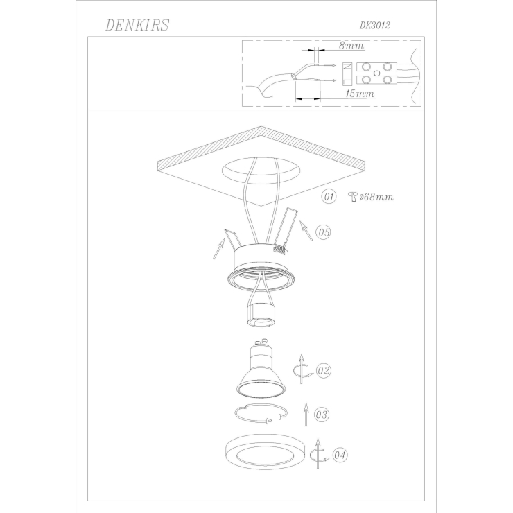 DK3012-WH Встраиваемый светильник влагозащ., IP 44, 50 Вт, GU10, белый, алюминий