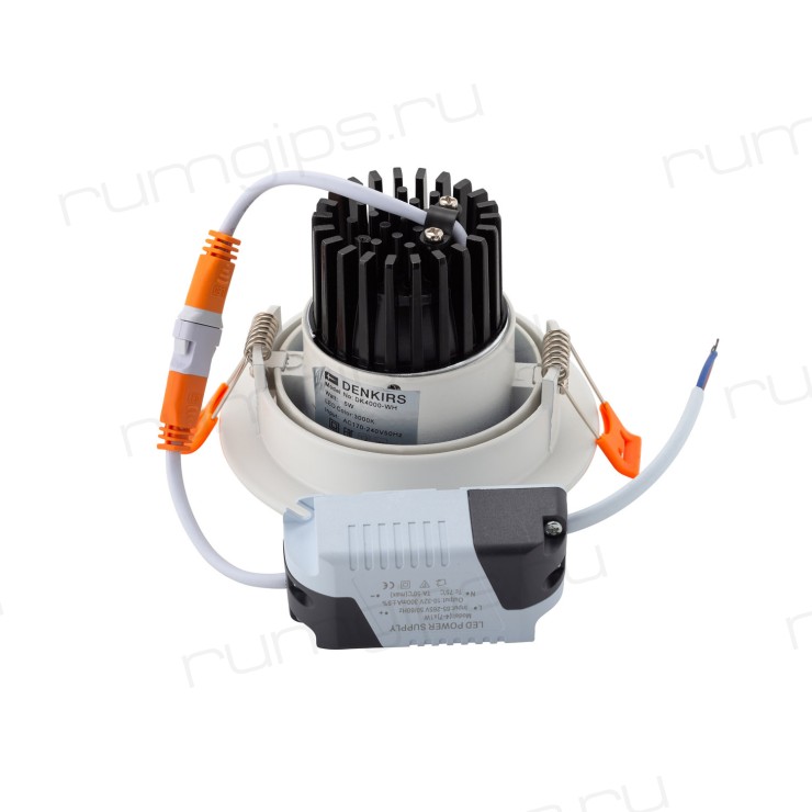 DK4000-WH Встраиваемый светильник, IP 20, 5 Вт, LED 3000, белый, алюминий