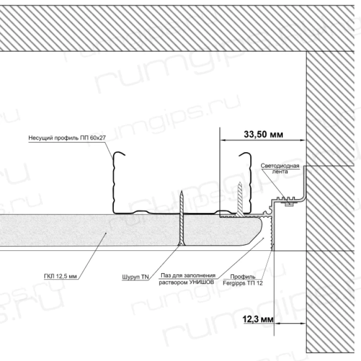 Теневой профиль ТП 12 (2м)