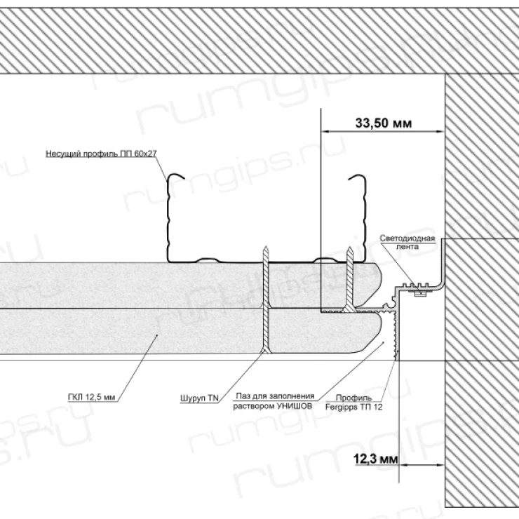 Теневой профиль ТП 12 (2м)