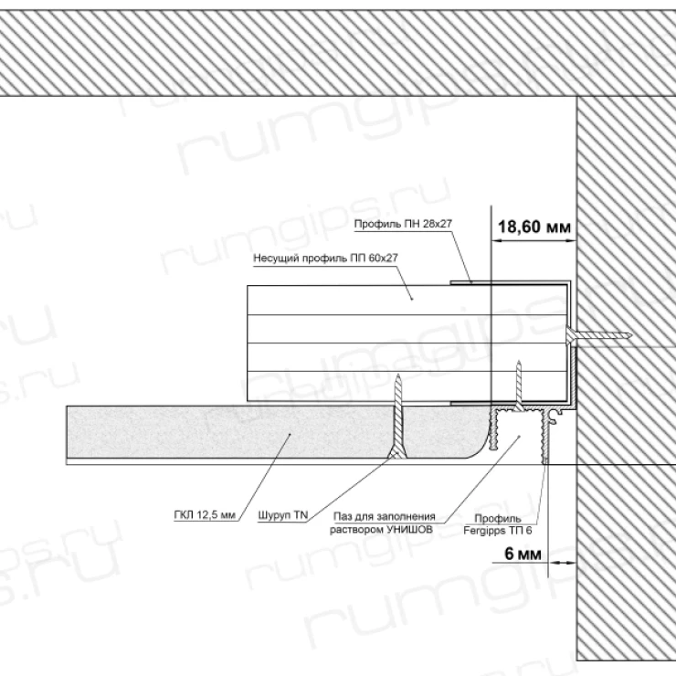 Теневой профиль ТП 6 (2м) 