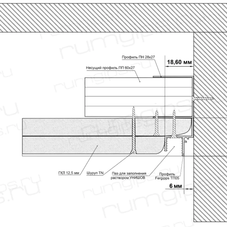 Теневой профиль ТП 6 (2м) 