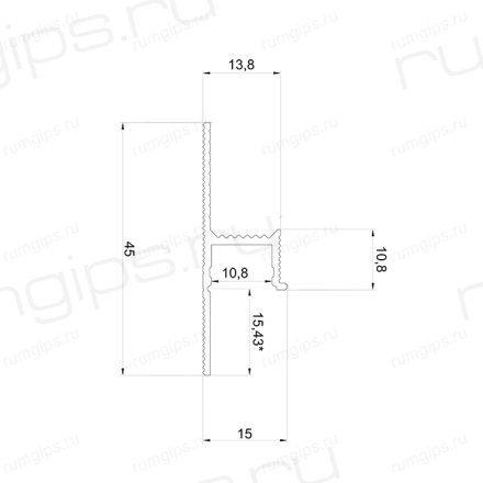 Теневой плинтус с подсветкой RUMGIPS-15L