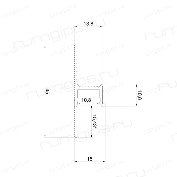 Теневой плинтус с подсветкой RUMGIPS-15L