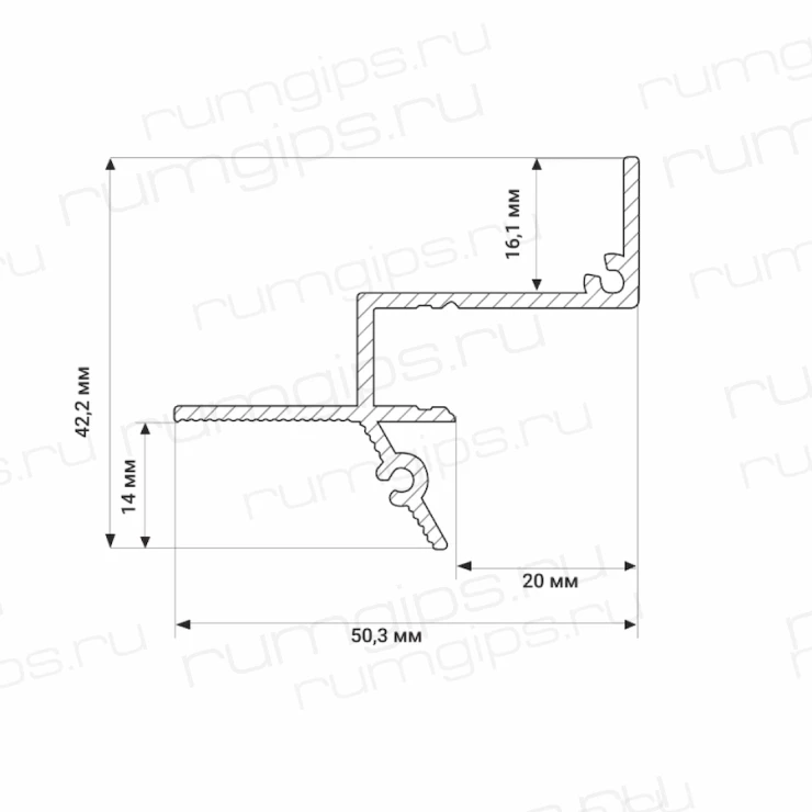 Теневой профиль с подсветкой RUMGIPS-20L
