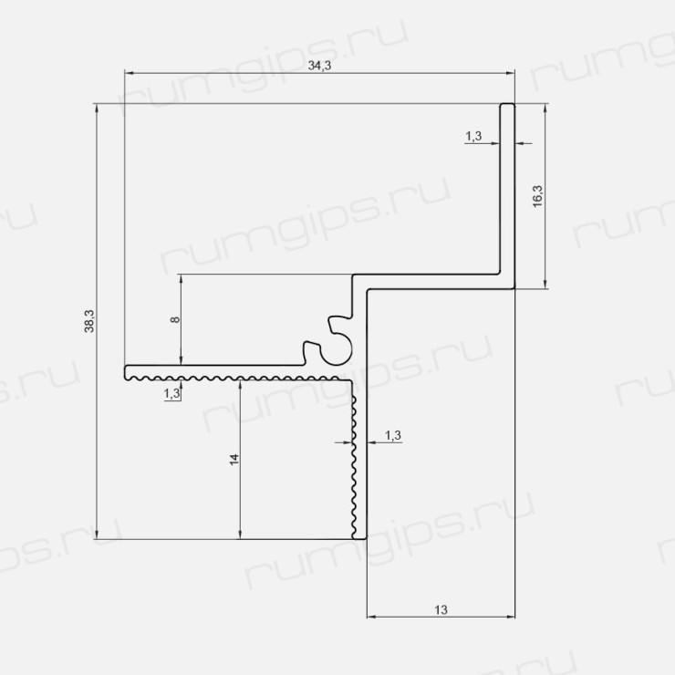 Теневой профиль RUMGIPS-13 черный 2м.