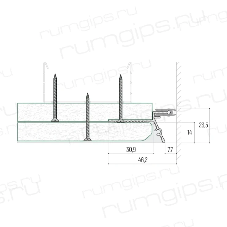 Теневой профиль с демпфером KRAAB GIPPS 3-12