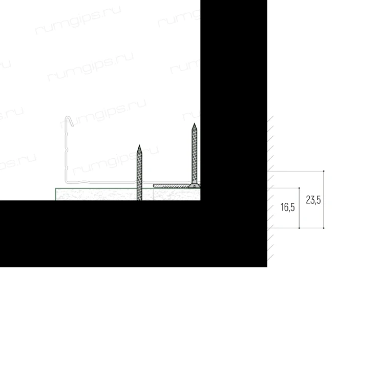 Теневой профиль с демпфером KRAAB GIPPS 3-15