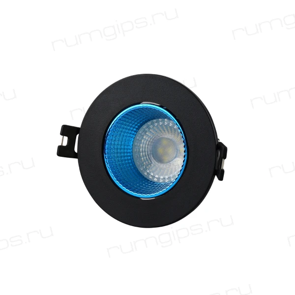 DK3061-BK+СY Встраиваемый светильник, IP 20, 10 Вт, GU5.3, LED, черный/голубой, пластик