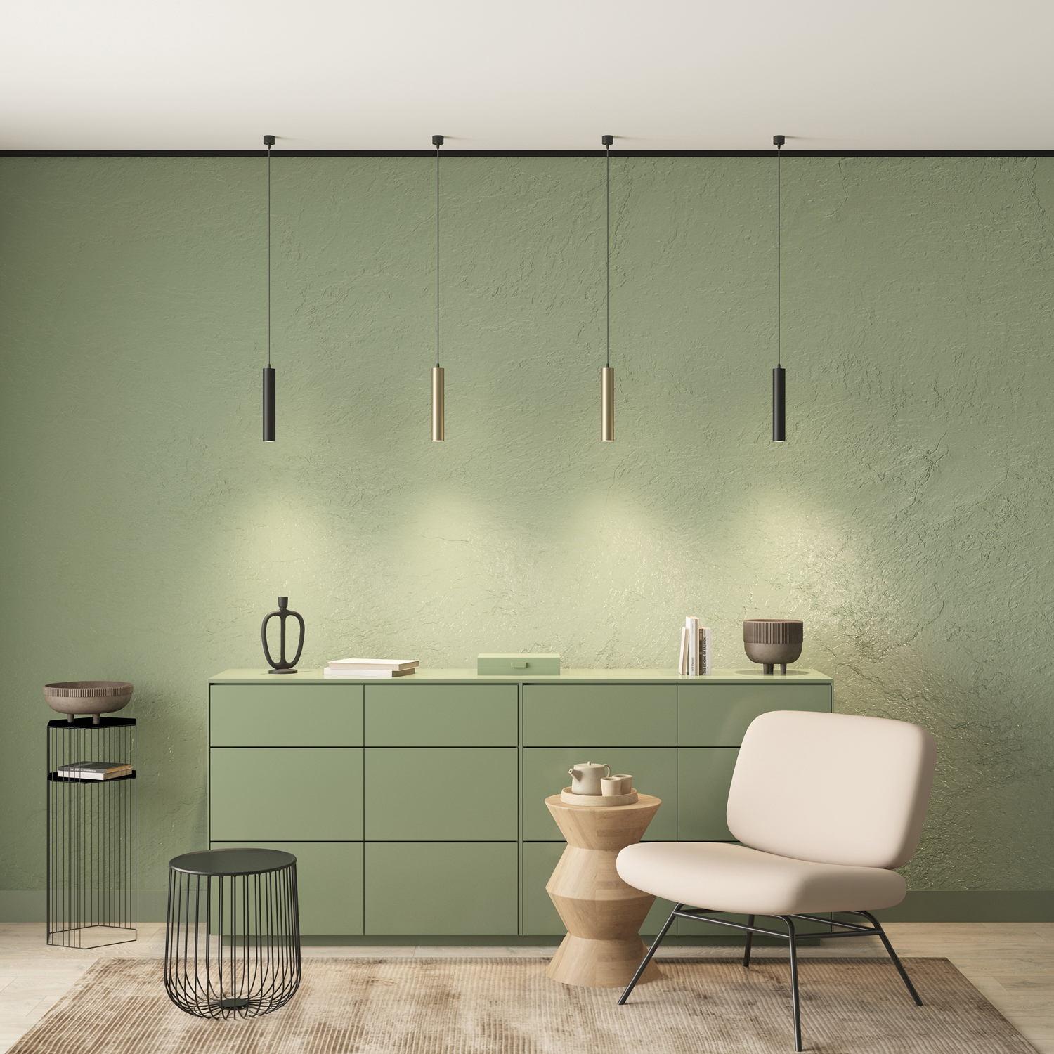 DK4050-BG Подвесной светильник, IP 20, 15 Вт, GU10, матовое золото с черным, алюминий