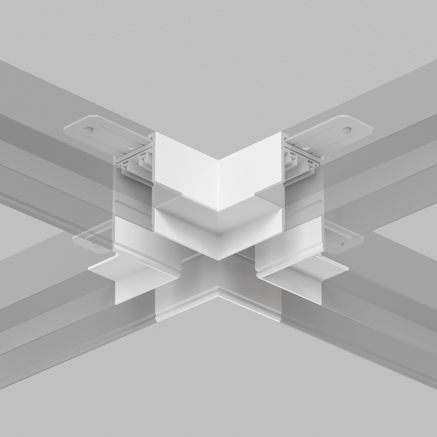 TR2114-WH Коннектор трека SMART для ГКЛ , \"X\" образный, механический , белый