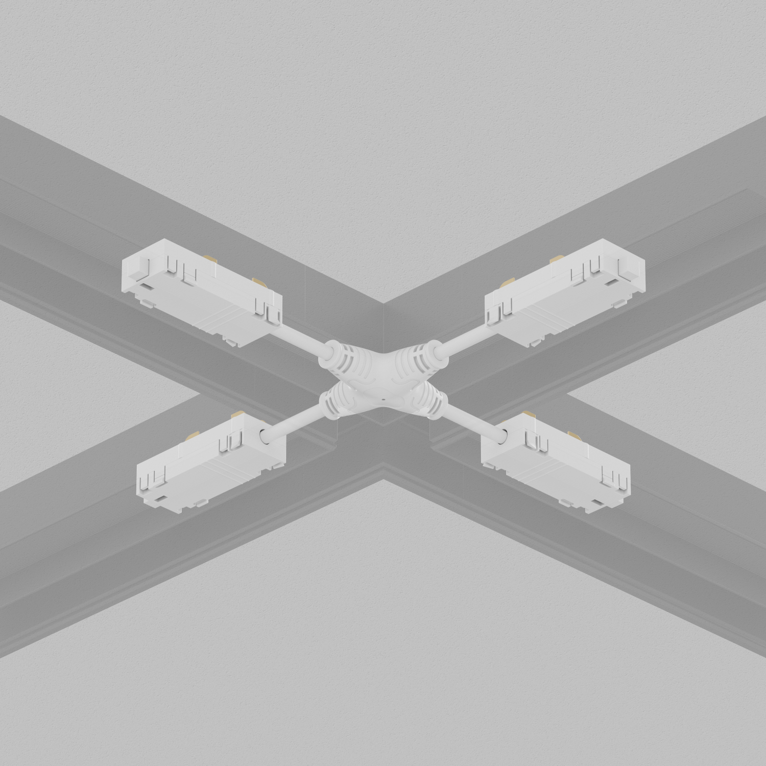 TR2116-WH Гибкий Х-образный, электрический коннектор трека SMART, белый