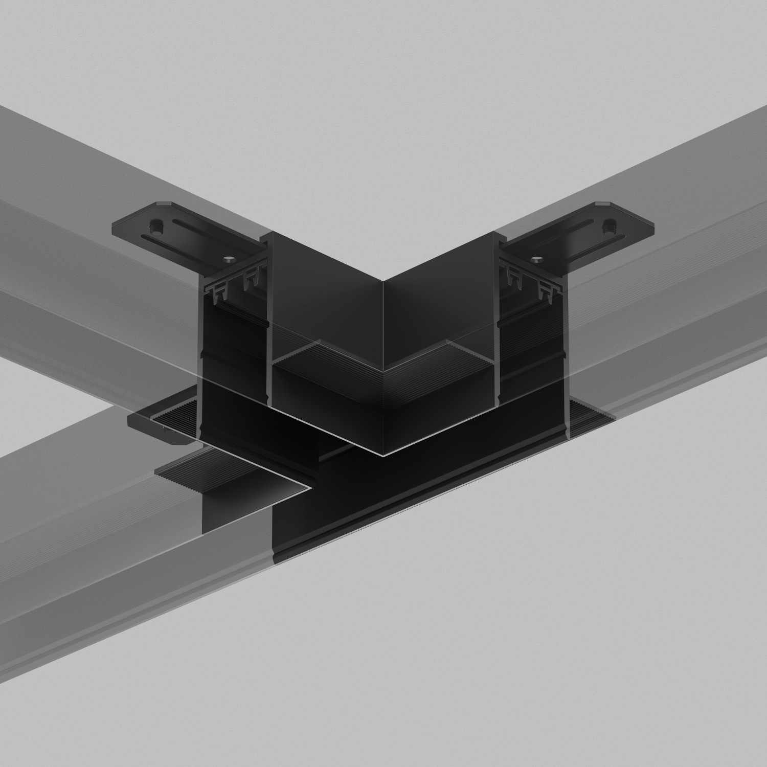 TR2113-BK Коннектор трека SMART для ГКЛ , \"Т\" образный, механический , черный.