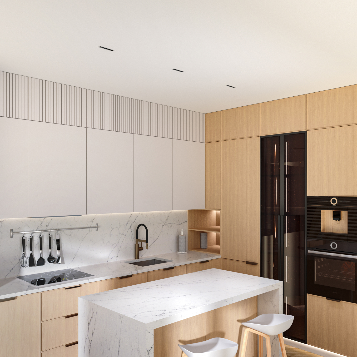 DK2514-WB Встраиваемый светильник SPACE со светодиодом L126mm 220V 10W 38° 4000К IP20 белый/черный алюминий