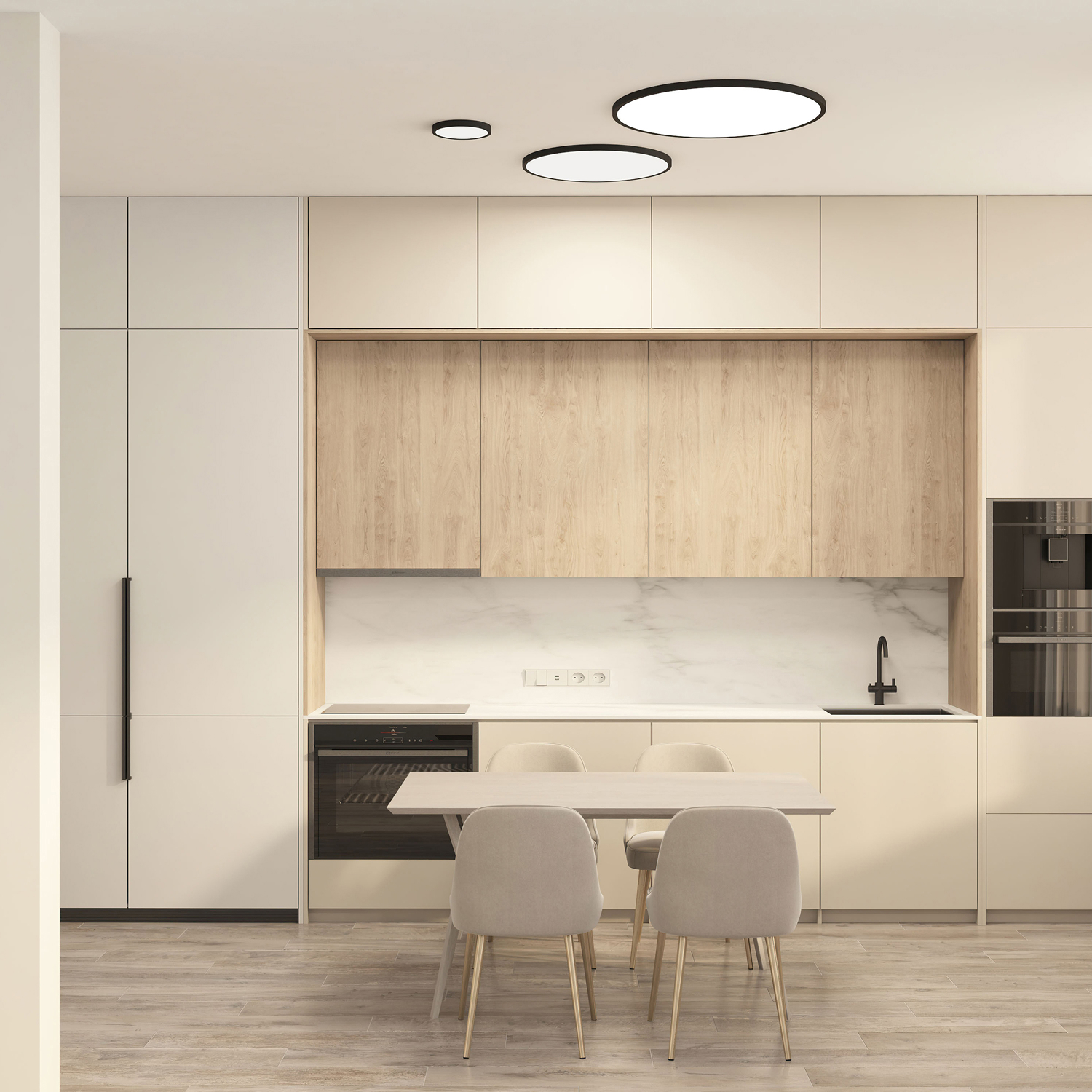 DK6520-BK Накладной светильник THIN, IP40, 18W, 3000K/4000K/6500K, переключатель цветовой температуры на корпусе, черный, полимер