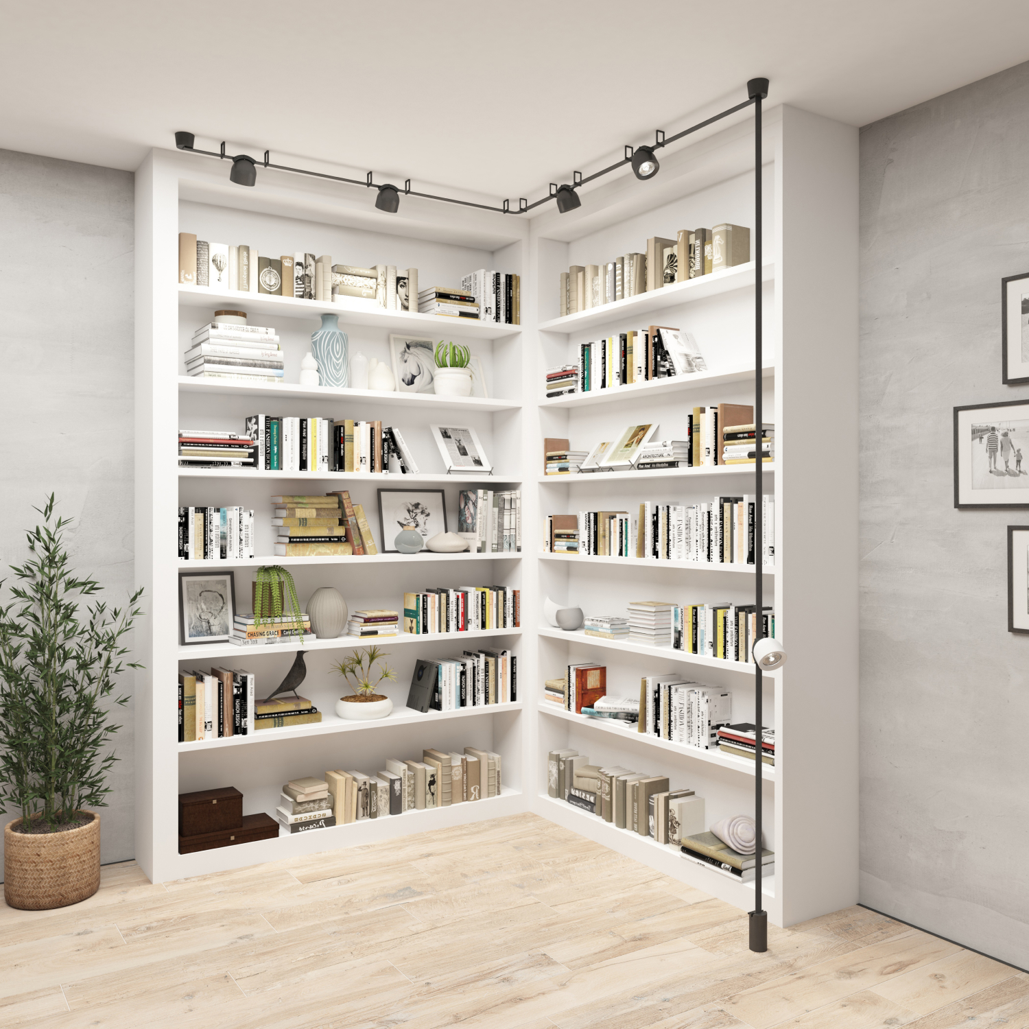 DK5540-WH+BK Поворотный светильник для трека-ремня Belty, серия Spot, со светодиодом, D100*H107мм, 48V DC, 12W, RA90, 38°, 4000K, IP20, белый с черным, алюминий