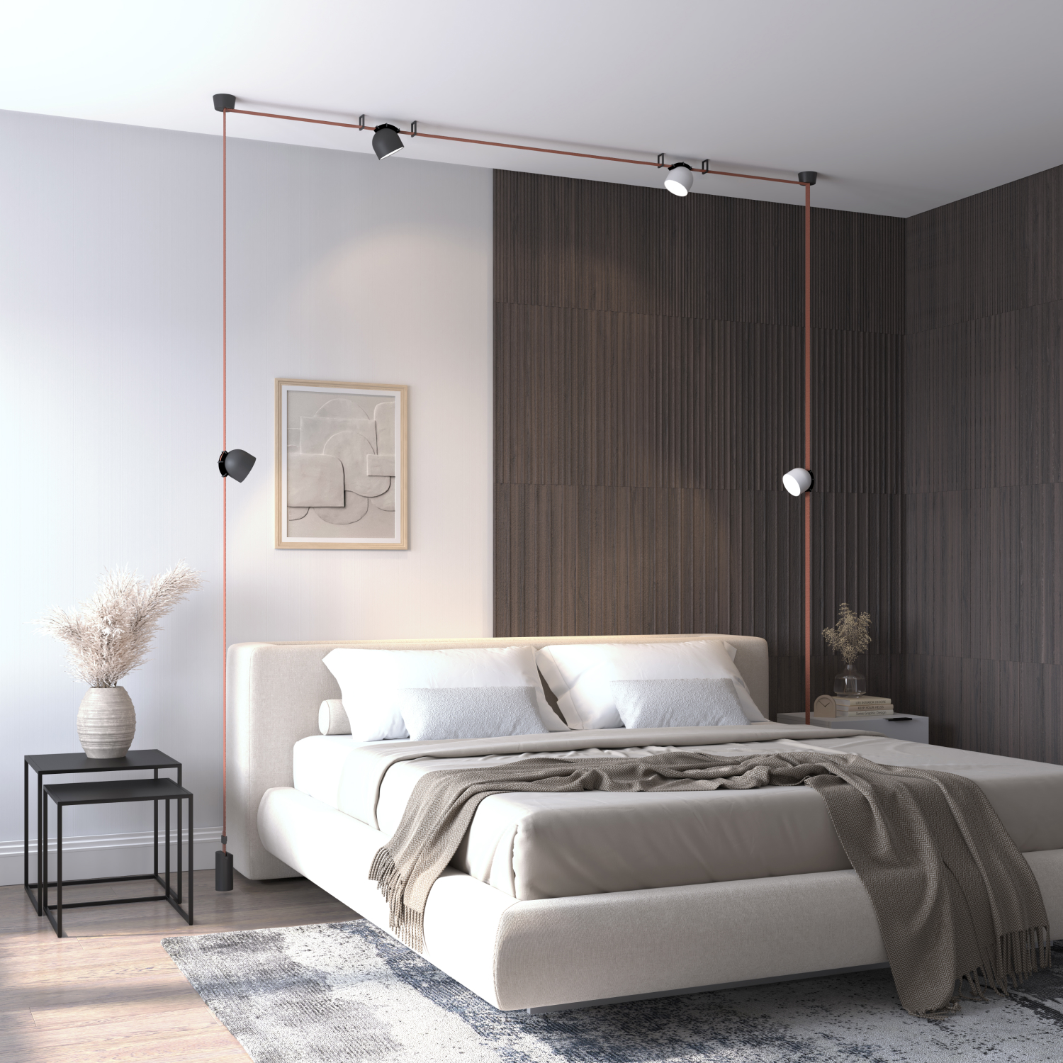 DK5542-WH+BK Поворотный светильник для трека-ремня Belty, серия Spot, со светодиодом, D100*H107мм, 48V DC, 12W, RA90, 120°, 4000K, IP20, белый с черным, алюминий